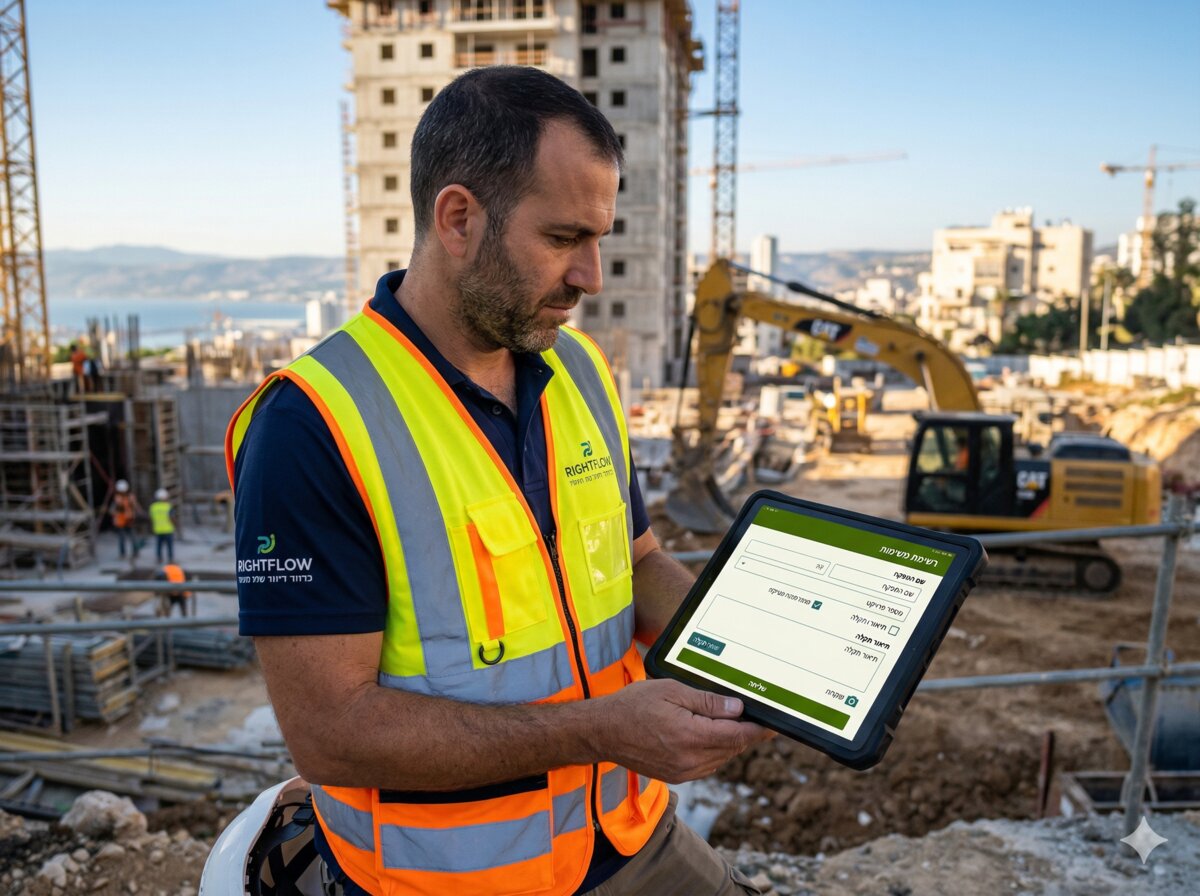 עובד שטח עם RightFlow בטאבלט