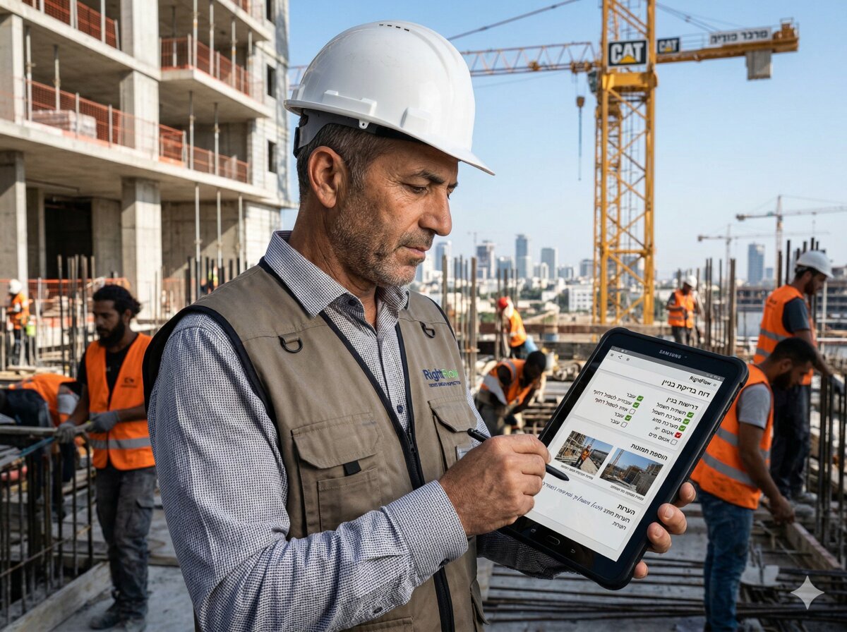 מפקח בניין מתעד עמידה בתקנים עם טפסים חכמים